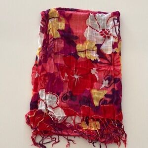 Floral Scarf with Fringe